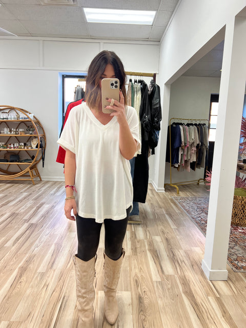 Textured Ribbed Top - Off White