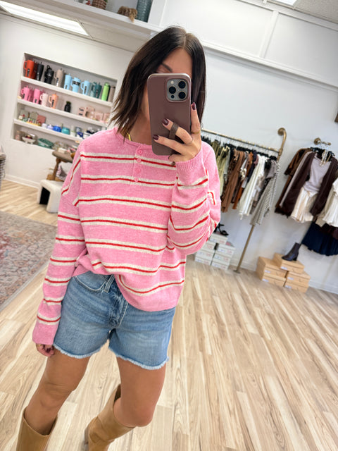 Prep Talk Sweater-Pink