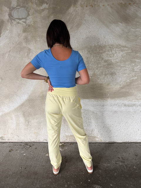 butter soft joggers-lemon