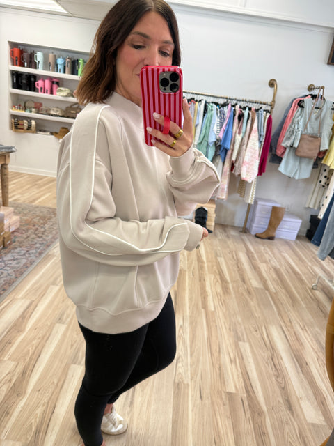 Piped Scuba Mock Neck