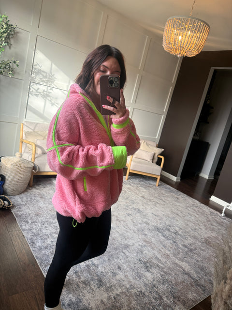 Cozy Edit Pullover-pink/lime