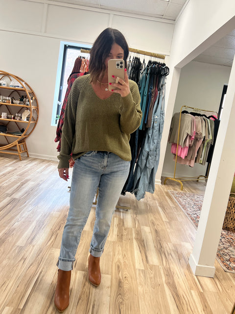 The Move Slow Sweater - Moss