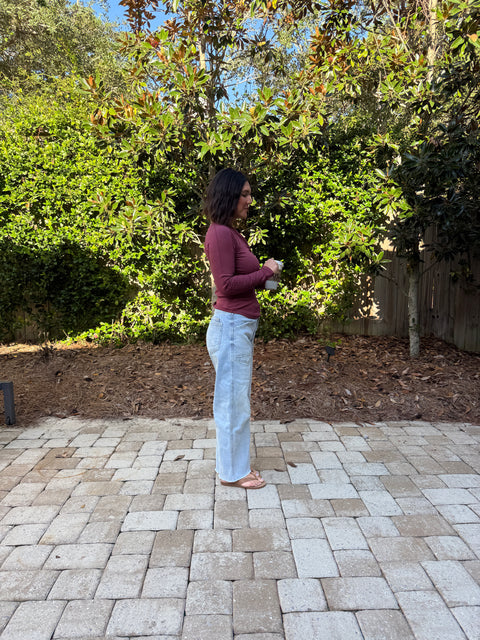 ribbed henley-rosewood