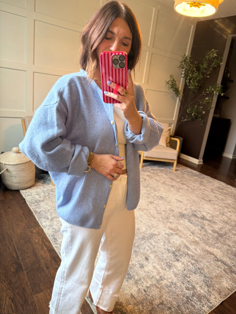 Perfectly Grounded Cardi-Lt Blue