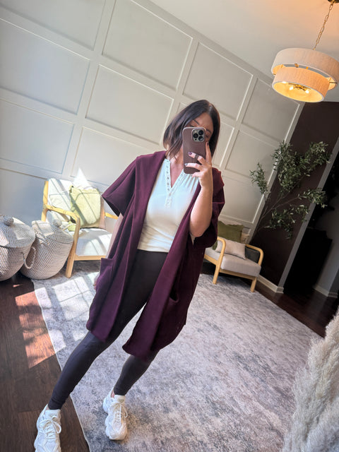 Free Time Poncho-burgundy