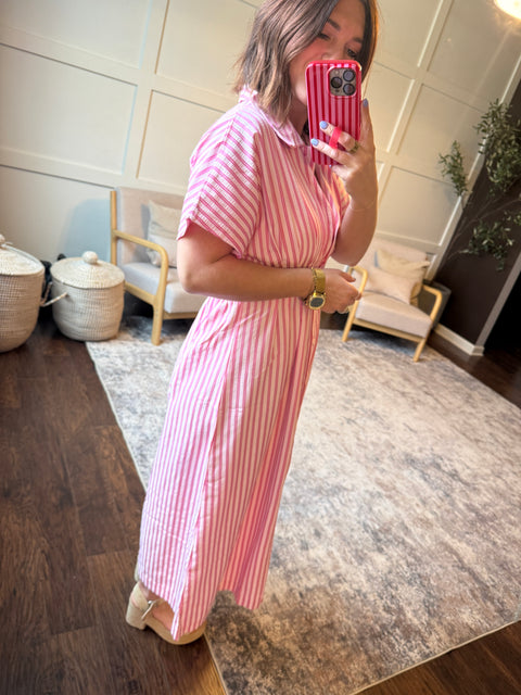 After Work Plans Dress-Pink