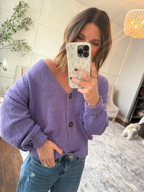 Cooler Weather Sweater- Purple