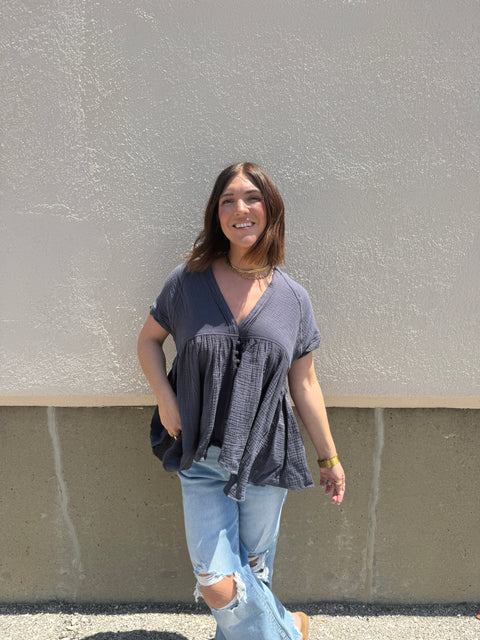 All About Now Top-Charcoal