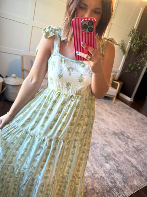 Stripe floral contrast dress
