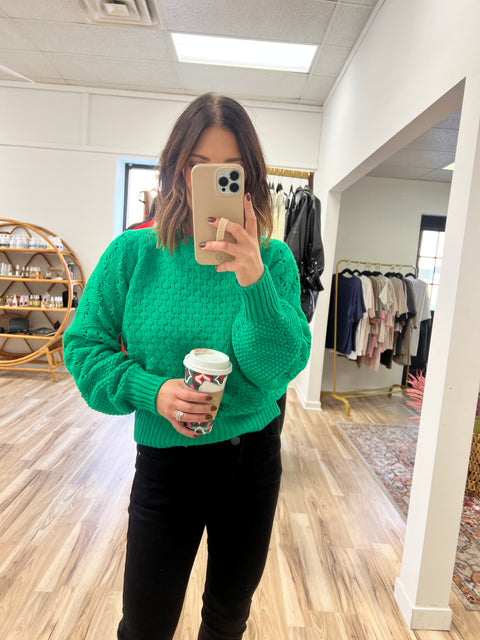 Mixed Pointelle Sweater - Clover