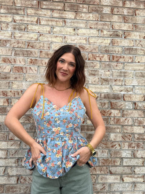 Floral Bubble Hem Tank