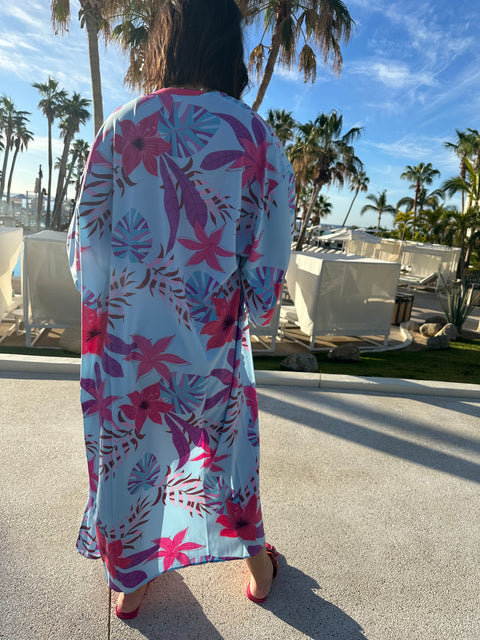 Aloha Babe Kimono - Aqua