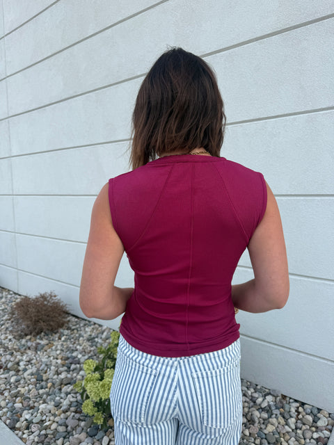 ribbed henley tank-brambleberry