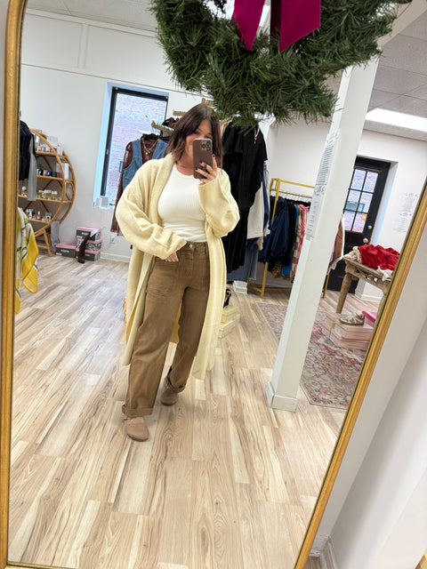 Slim Wide Denim-Coffee