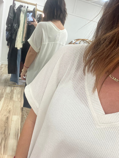 Textured Ribbed Top - Off White