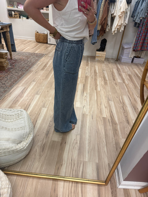 Washed Chambray Pants