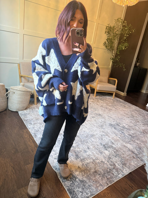 Written in the Stars Cardi-Navy