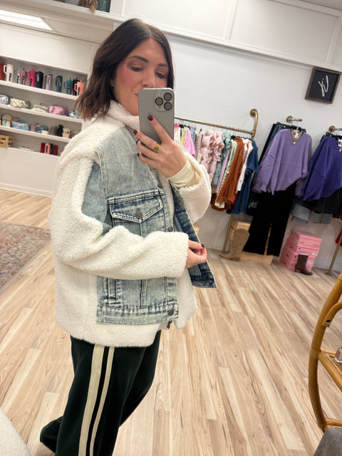 Mixed Media Denim Jacket