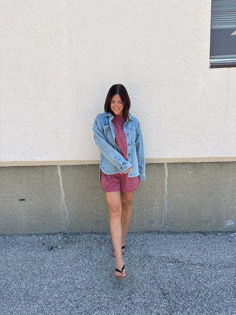 striped shorts set
