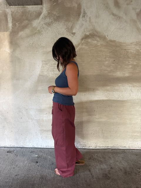 square neck ribbed essential tank-ocean