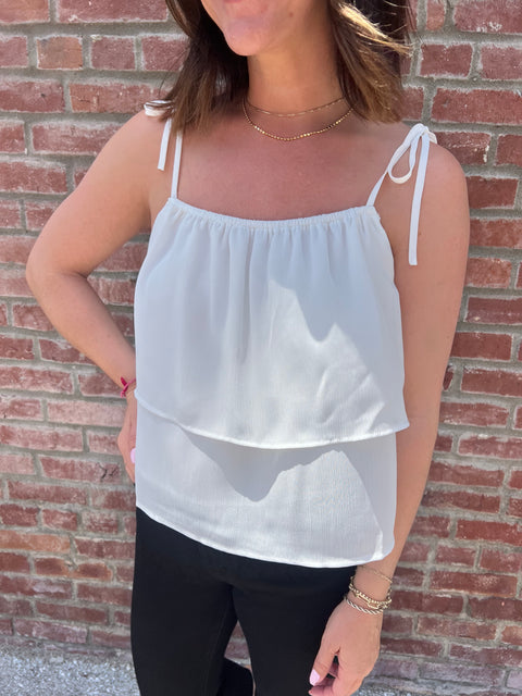 tiered Chiffon Tank-ivory