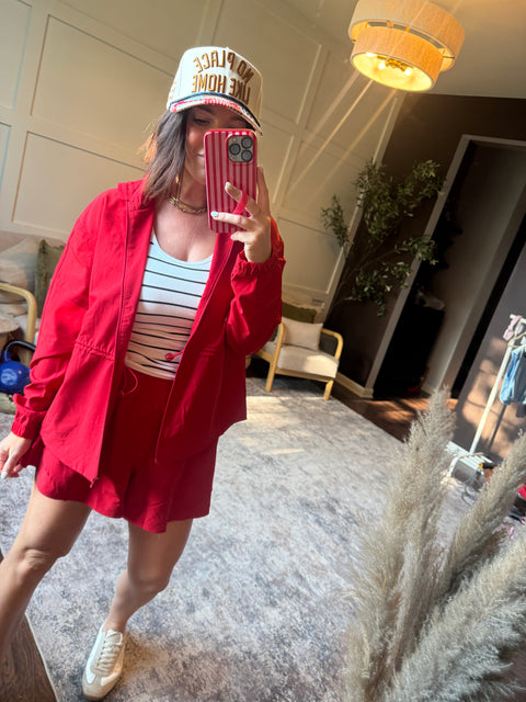 Stride Flex Peplum Jacket-Cherry