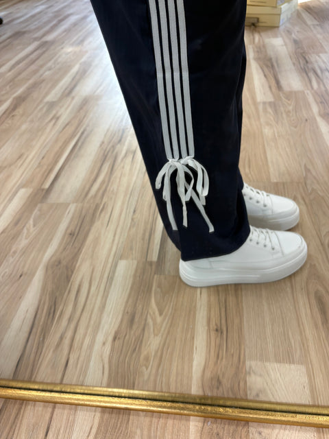 Ribbon Detail Track Pants-Navy