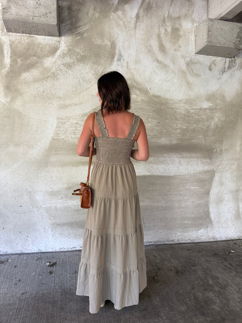 Square Neck Smocked Maxi