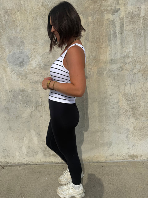 Classic Ribbed Tank-black/white