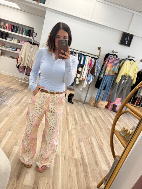 ribbed essential henley-halogen blue