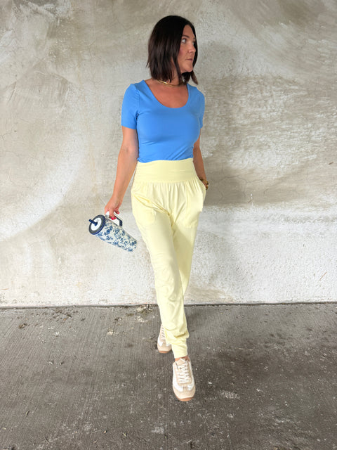 butter soft joggers-lemon