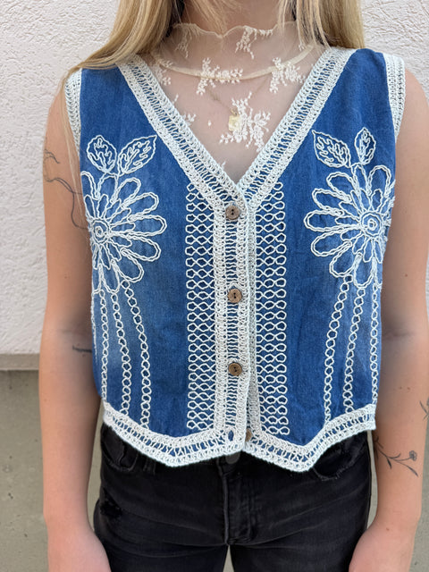 boho cropped vest