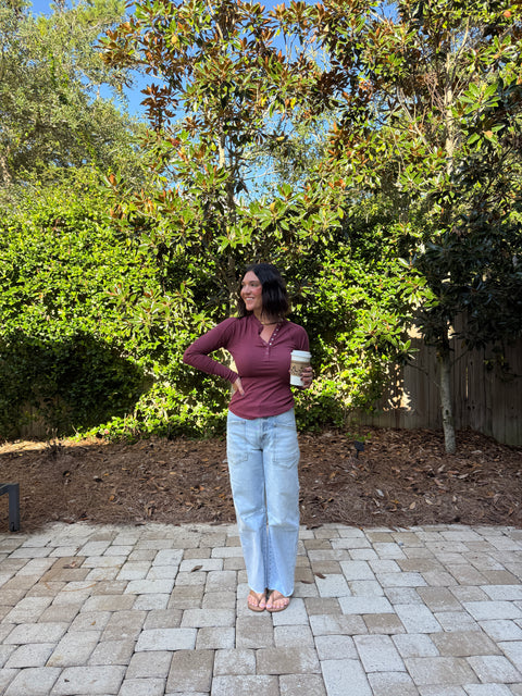 ribbed henley-rosewood