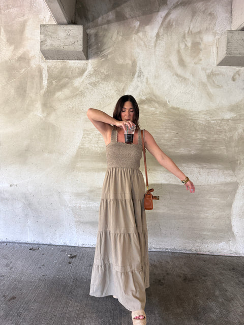 Square Neck Smocked Maxi