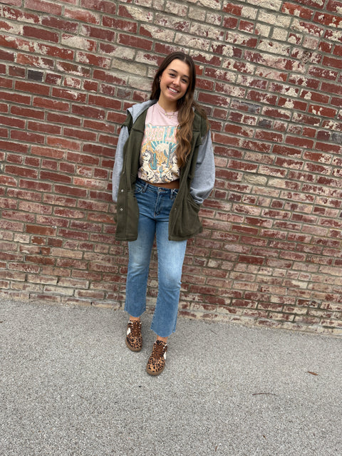 Tune You Out Shacket - Olive