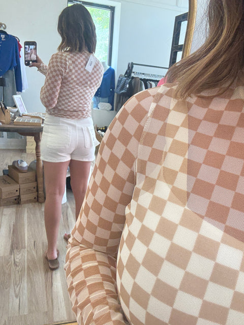 On Your Marks Top-Taupe