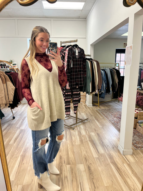 Telling You Sweater Vest-Natural