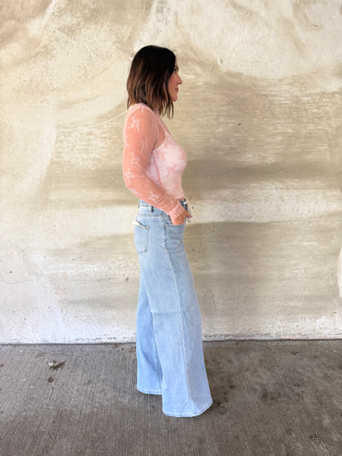 Looks Easy Lace Top-blush