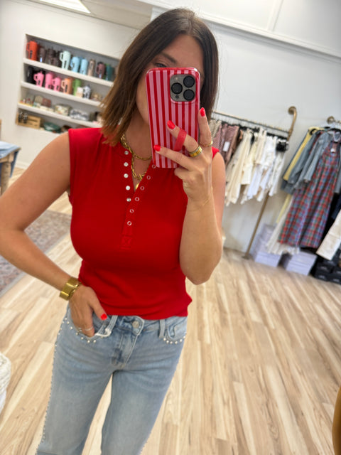 ribbed henley tank-cherry