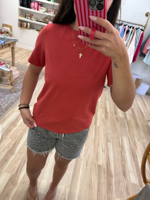 Classic Fit Tee-Blushed Brick