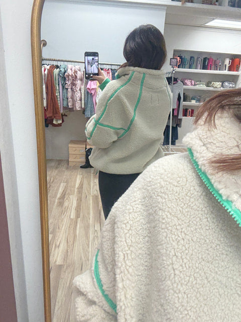 Cozy Edit Pullover-Oatmeal/Green