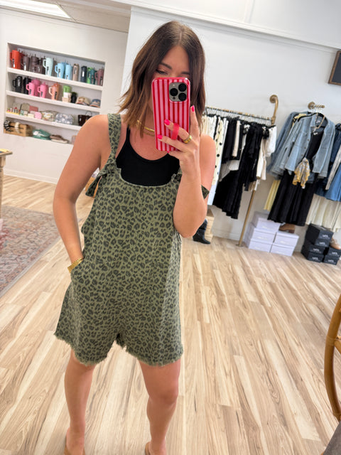Olive Leopard Romper