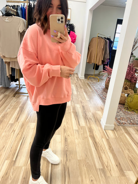 Step Hem Pullover - Blush