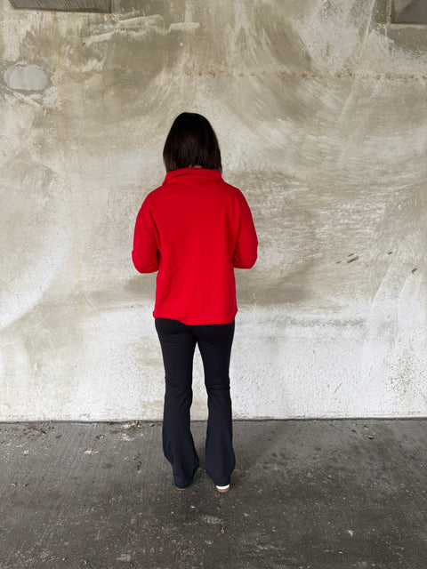 Malibu Collared Pullover-Cherry