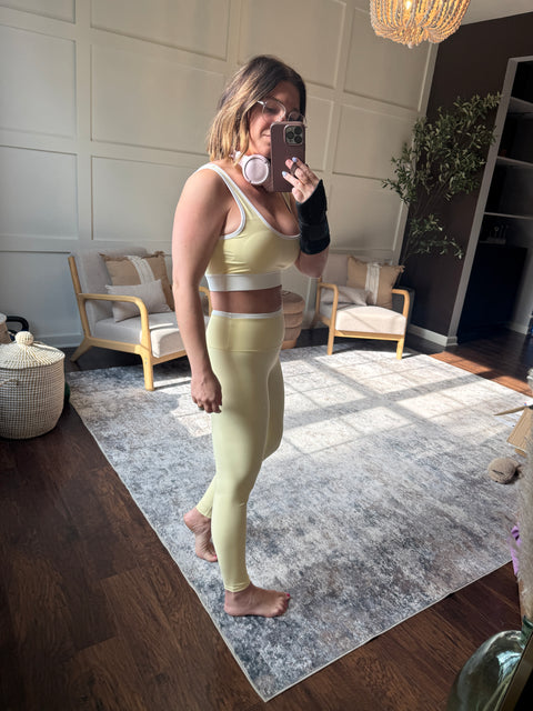 Contrast Binding Leggings-Lemon