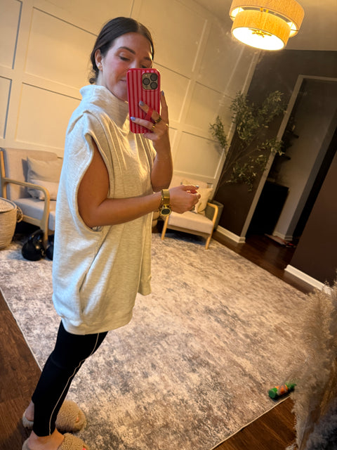Mock Neck Muscle Pullover