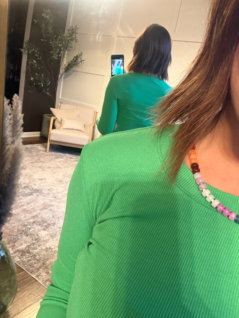 ribbed essential top-kelly green