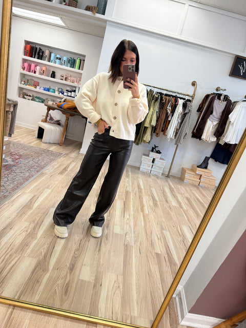 Dk Brown Faux Leather Pants
