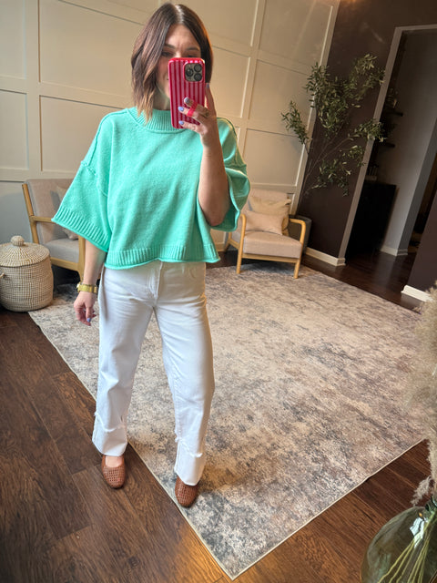 Marled Mock Neck-Green