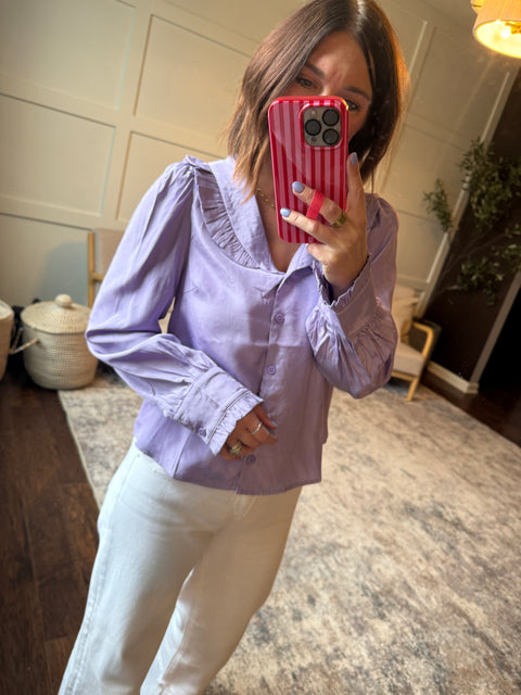 Ruffle Collar Button Down